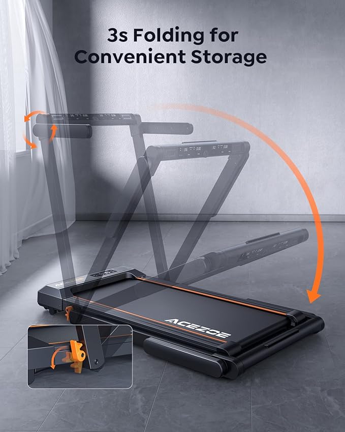 2 in 1 Folding Treadmills for Home Small Office, 2.5HP Walking Pad Treadmill with Handle Bar, 300lbs Capacity, Copmact Protable Treadmill with Smart APPs, 12 HIIT Modes and Touch Screen-StrideForce Fitness