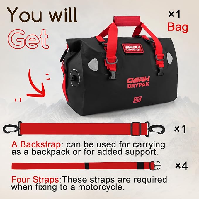 Waterproof Duffel Bag - Motorcycle Dry Bag Tail Bag with Large Storage Space, Waterproof Luggage Duffle Bags with Outer Mesh Zipper Pocket for Camping, Kayaking, Fishing & Traveling-StrideForce Fitness