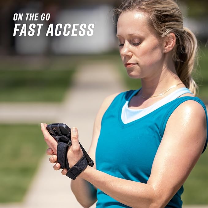 Noxgear Hand Held Phone Holder - Handheld Grip Phone Holder with Key Fob & Card Slot for Running, Jogging & Working Out - Compatible with All Phones - Machine Washable (Lime, Right Hand)-StrideForce Fitness