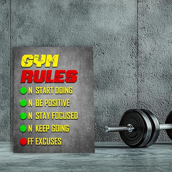 Gym Quotes Wall Art,Inspirational Workout Wall Decor,Gym Rules Canvas Wall Art for Exercise Fitness Room-StrideForce Fitness