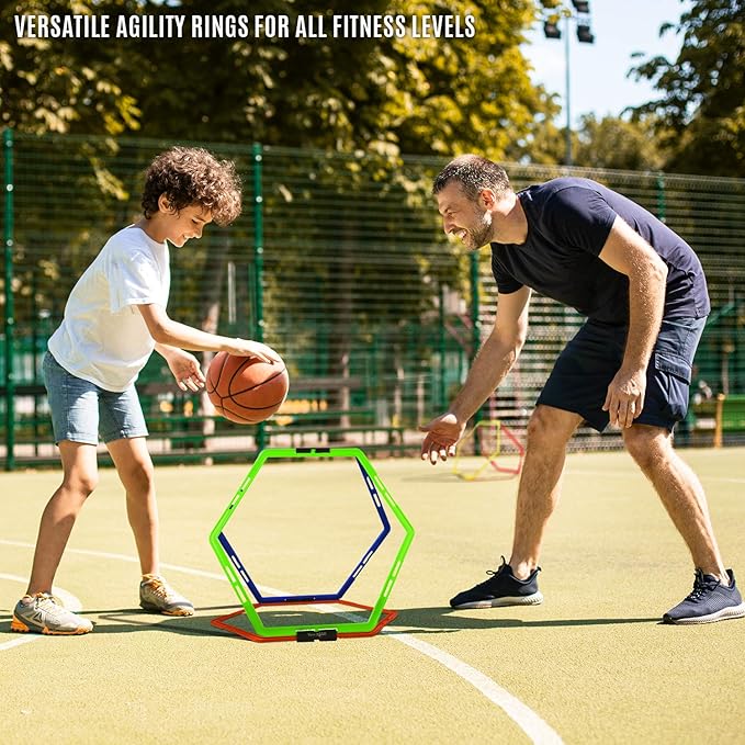 Yes4All Hex Agility Rings/Speed Rings with Carrying Bag – Hexagon Rings, Agility Hurdles for Agility Footwork Training-StrideForce Fitness