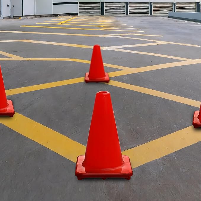 6, 9, 12, 18, 28 Inch Sports Training Traffic Cones - Durable Orange Cones for Soccer, Football, Basketball, Agility Drills, Parking, Safety, Road Use (Set of 12)-StrideForce Fitness