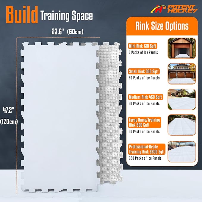 ArcticGlide Synthetic Ice Panels Pro, Easy-to-Assemble, Expandable Artificial Rink, Indoors/Outdoors - Hockey Training-StrideForce Fitness