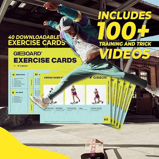 GIBBON SlackBoard - GiBoard Balance Board Kids & Adults - Slackline Balance Trainer - Slack Board Core Workout Equipment Home Gym Training - Standing Desk Exercise - Yoga, Agility, Pilates & More-StrideForce Fitness