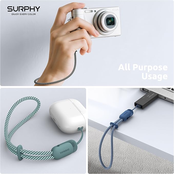 SURPHY 3 Pack Phone Wrist Strap with CellPhone Tether Tab, Cellphone Lanyard, Phone Strap with 2-Color Braided, Wrist Lanyard