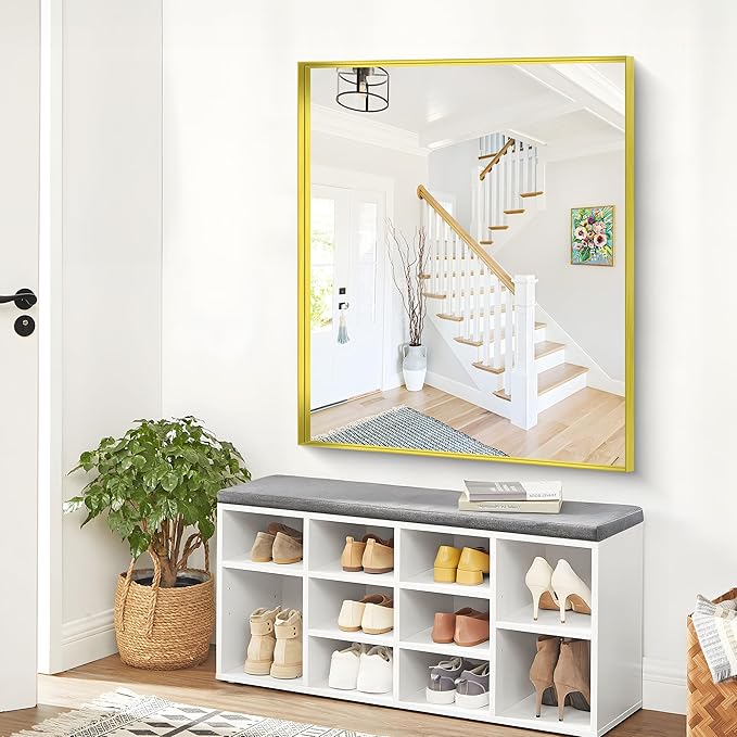 Gold Bathroom Mirror, 40x48 Inch Rectangular Framed Mirror, Large Wall Mounted Bathroom Vanity Mirror Over Sink for Bedroom,Restroom, Living Room, Hangs Vertically or Horizontally-StrideForce Fitness