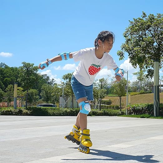 Youth/Kids Knee Pads Elbow Pads Wrist Guards Protective Gear Set for 3-15 Years Child Roller Skates, Skateboard, Cycling, Inline Skating, BMX Bike, Balance Bike, Scooter Riding and Other Outdoor Sports-StrideForce Fitness