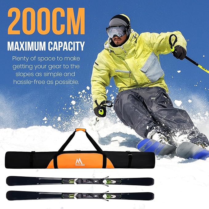 Ski Bag and Ski Boot Bag Combo-Padding Skis Bag for Air Travel,Water Proof Ski Boot Bag Fits for Skis Up to 200 CM and Boots Up To Size US13,Adults Ski Travel Bag-StrideForce Fitness