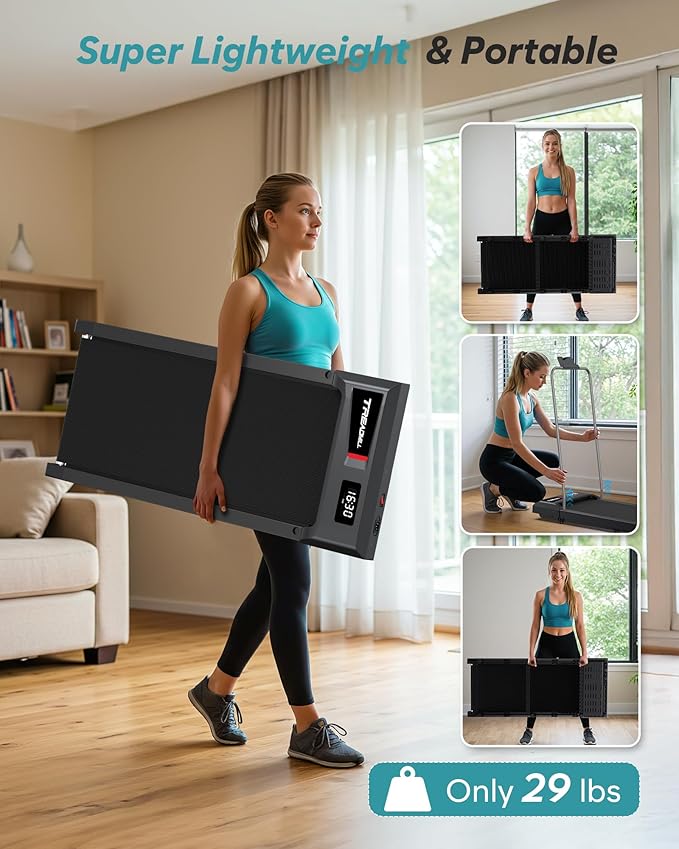 WELLFIT Auto Incline Folding Treadmill - 10% Incline Desk Walking Pad Treadmill with Handlebar, 400 lbs Heavy-Duty Capacity, Space-Saving Quiet Under-Desk Design for Home Office, Seniors & Fitness-StrideForce Fitness