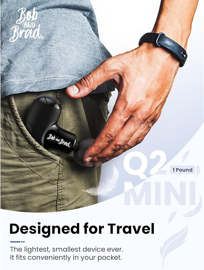 BOB AND BRAD Q2 Mini Massage Gun, Pocket-Sized Deep Tissue Massager Gun, Portable Percussion Muscle Massager Gun, Ultra Small & Quiet Muscle Massage Gun with Carry Case, Home Gym Travel, Black