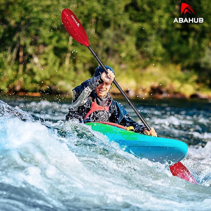 Abahub Kayak Paddle, 90.5 Inches Kayaking Oars for Boating, Canoeing with Free Paddle Leash, Aluminum Alloy Shaft Black/Blue/Green/Orange/Yellow Plastic Blades-StrideForce Fitness