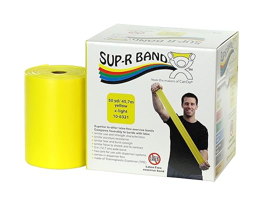 CanDo 10-6321 Sup-R Latex Free Exercise Band, 50 yd Roll, Yellow-X-Light-StrideForce Fitness