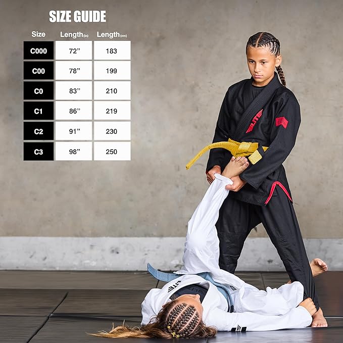 Elite Sports Kids Brazilian Jiu Jitsu Belts Preshurunk Martial Arts Youth BJJ Belts for Girls & Boys with BJJ Ranking Stripes-StrideForce Fitness