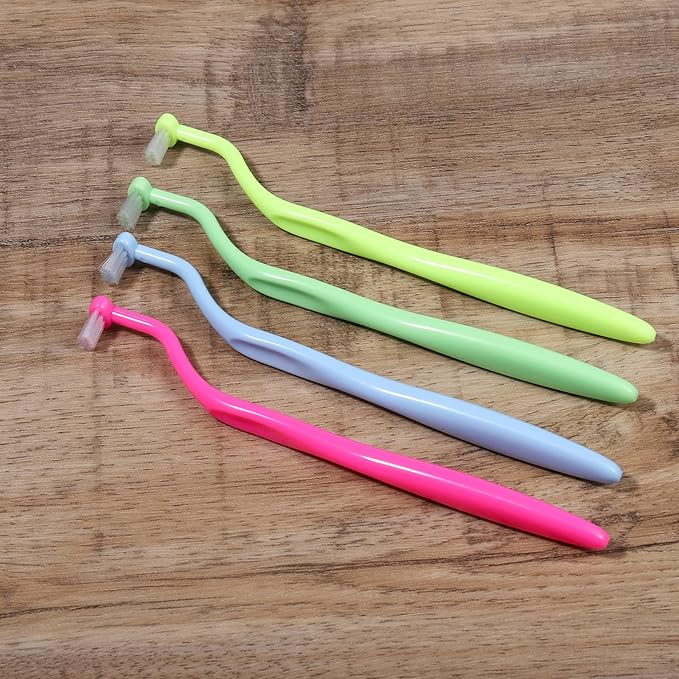 4 PCS Orthodontic Toothbrush, End Tuft Toothbrush Mini Compact Interspace Brush Single Tufted Brush Tiny Small Head Orthodontic Toothbrushes for Braces Dental Implants and Teeth Detail Cleaning