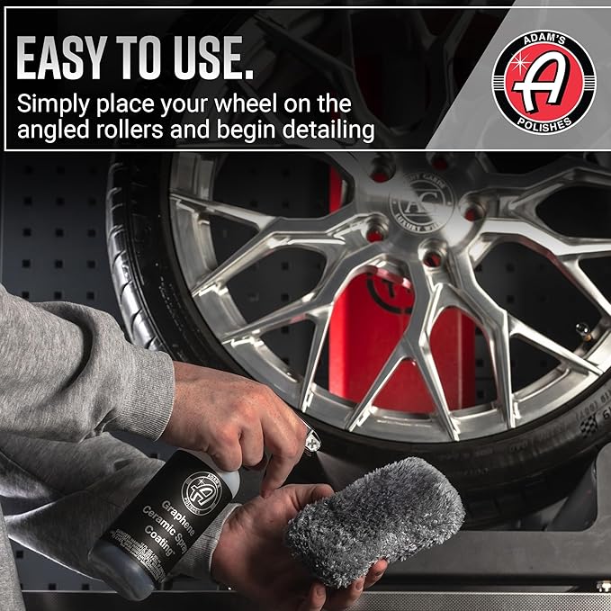 Adam's Polishes Rolling Wheel Detailing Stand - Wheel & Tire Car Detailing Roller for Cleaning, Ceramic Coating, Applying Tire Shine & Car Wheel Wash | Garage Accessory for Detailers-StrideForce Fitness