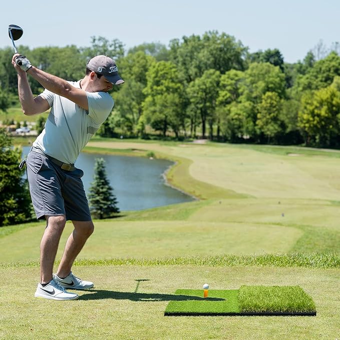 SAPLIZE Foldable Heavy-Duty Golf Hitting Mat, Practice Mat with 10mm EVA Rubber Backing, Larger Size for Indoor/Outdoor Swing and Chipping Practice, Anti-Deformation-StrideForce Fitness