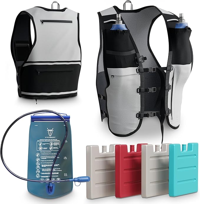 TakaFiTrail Running Hydration Vest Men - Breathable Trail Running Hydration Vest w/ 2 Water Bottles, Bladder Pouch, Ice Pack for Runners - Reflective Marathon Gear Jogging Backpack for Hiking-StrideForce Fitness