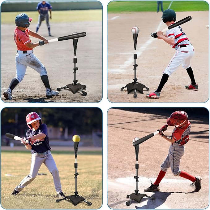 Baseball Tee for Kids,Youth Stand Set,Teeball Set,Youth Baseball,Softball Batting Tee Set,Easy Adjustable Height-StrideForce Fitness