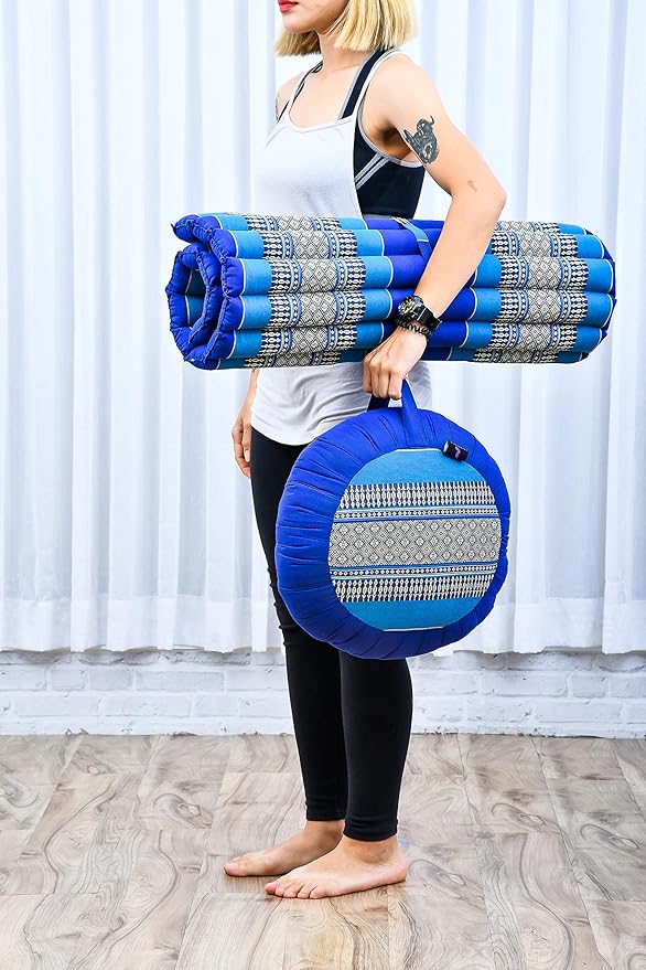 Leewadee Zabuton Seating Cushion – Square Floor Seat for Meditation Exercises, Light Yoga Mat Filled with Kapok-StrideForce Fitness