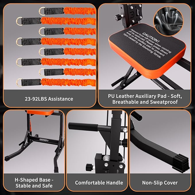 ONETWOFIT Power Tower Pull Up Bar Station Assistive Trainer, Multi-Function Adjustable Height Dip Station for Home Gym Workout, Strength Training Fitness Equipment, Pull Up Stand 360LBS-StrideForce Fitness