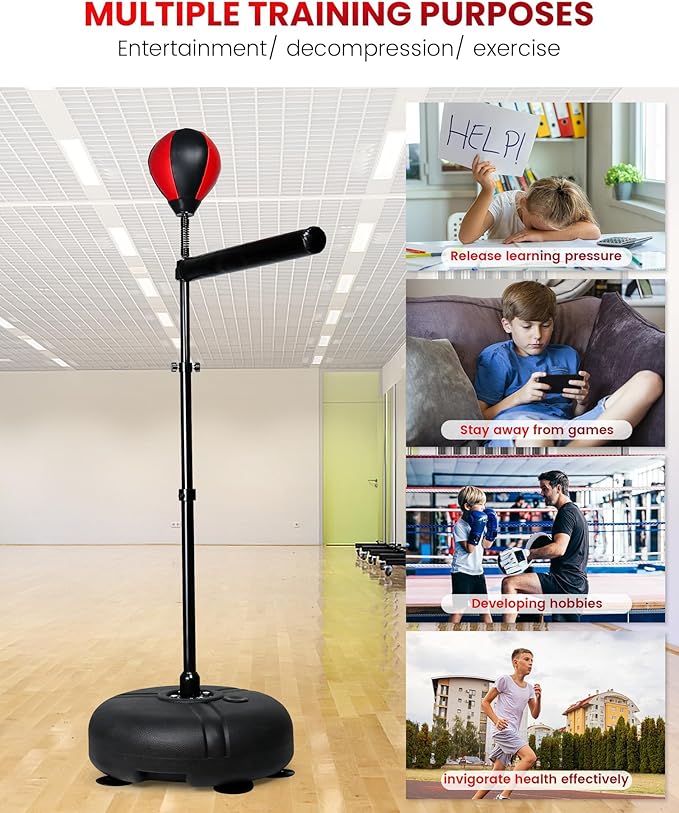 INNOLIFE Kids Boxing Bar with Punching Bag, Adjustable Height, Complete Set, Stable Base, Easy Installation-StrideForce Fitness