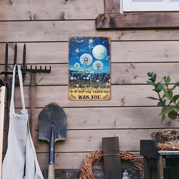 Vintage Dragonfly Tin Sign Sometimes I Just Look Up Smile and Say I Know That was You Retro Metal Poster Funny Wall Art Cafe Office Bar Plub Club Toilet Farm Room Garden Plaque 12 * 8inch-StrideForce Fitness