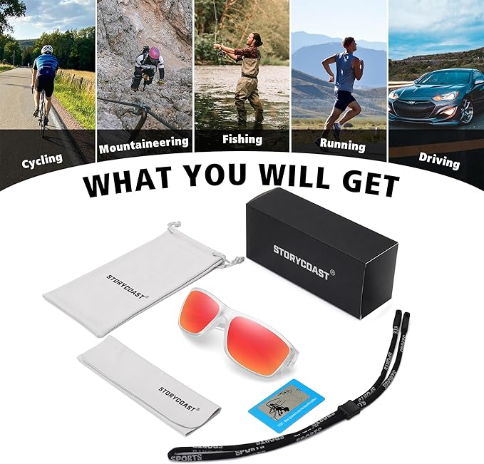 STORYCOAST Polarized Sports Sunglasses for Men Women Unbreakable Frame Cycling Fishing Driving-StrideForce Fitness