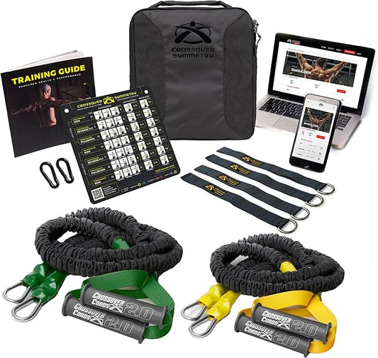 Crossover Symmetry Shoulder System Includes Two Sets of Resistance Bands Attachments Training Guide Exercise Chart Online Workouts for Home Fitness Rehab Rotator Cuff Exercises-StrideForce Fitness