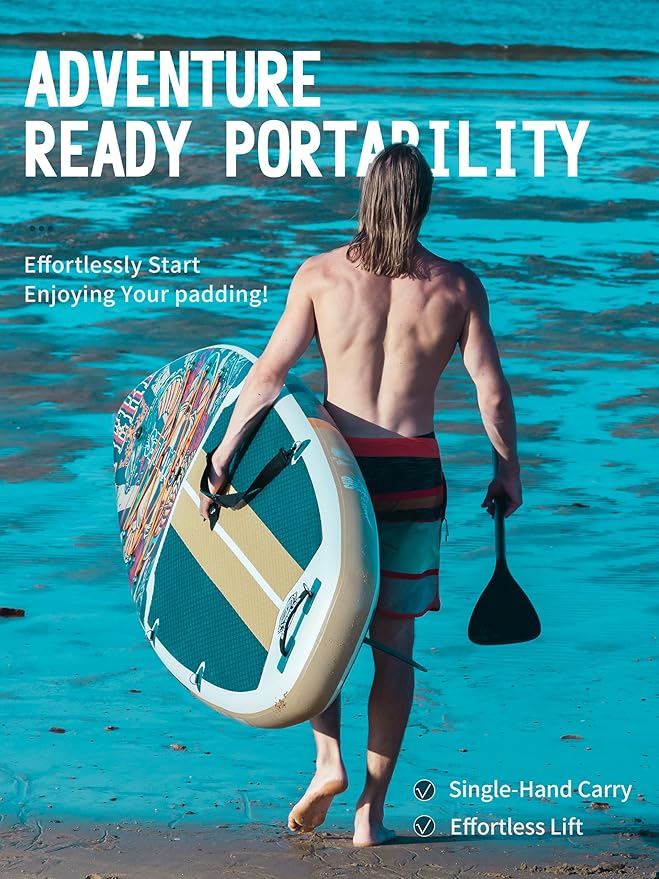 10’6’’ Portable Inflatable Stand Up Paddle Board (SUP) for Adults and Youth with Non-Slip Deck – Complete Accessories Kit, Perfect for Fishing, Yoga, Fitness & Family Fun-StrideForce Fitness