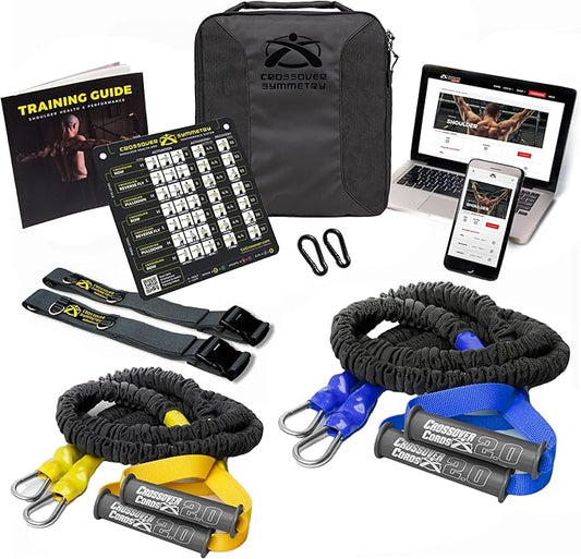 Crossover Symmetry Shoulder System Includes Two Sets of Resistance Bands Attachments Training Guide Exercise Chart Online Workouts for Home Fitness Rehab Rotator Cuff Exercises-StrideForce Fitness