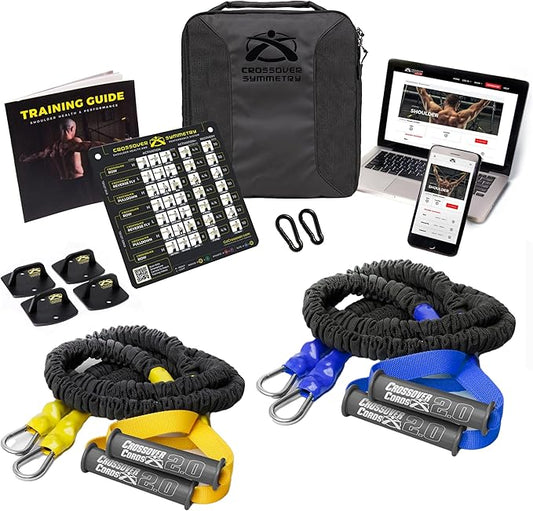 Crossover Symmetry Shoulder System Includes Two Sets of Resistance Bands Attachments Training Guide Exercise Chart Online Workouts for Home Fitness Rehab Rotator Cuff Exercises-StrideForce Fitness