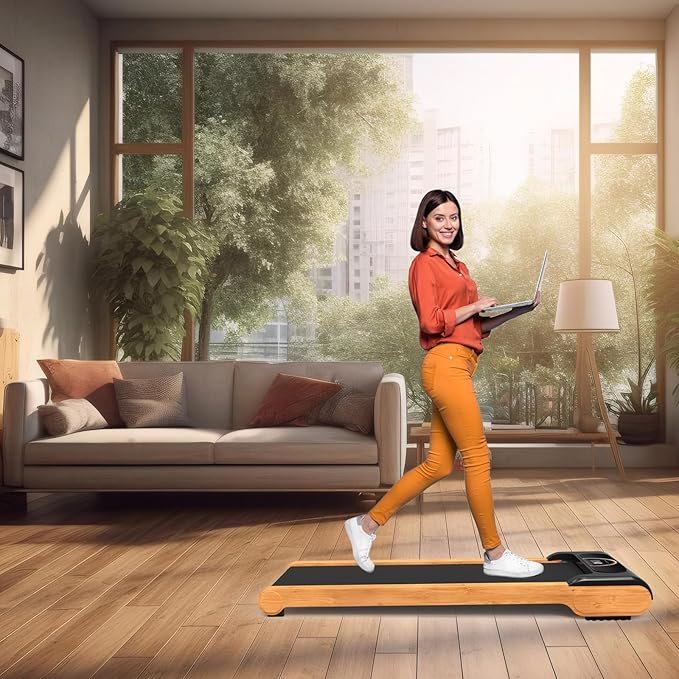 Walking Pad, High Grade Wood Under Desk Treadmill 300LBS Capacity, Max 2.5 HP Electric Treadmill for Home Office Installation-Free with Remote Control LED Display High-StrideForce Fitness