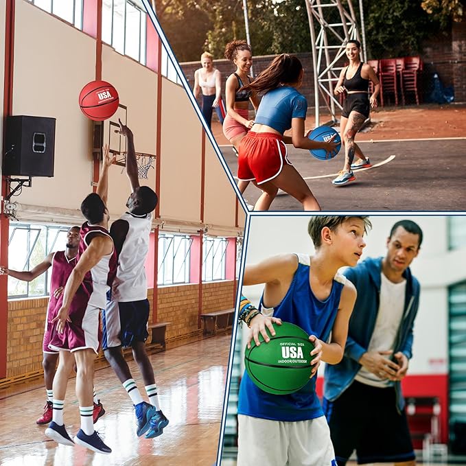 Libima 24 Pcs Rubber Basketballs Bulk with Pump Official Size Multicolor Basket Balls Youth Streetballs Set for Adult Boys Girls Gifts Indoor Outdoor Training Practice-StrideForce Fitness