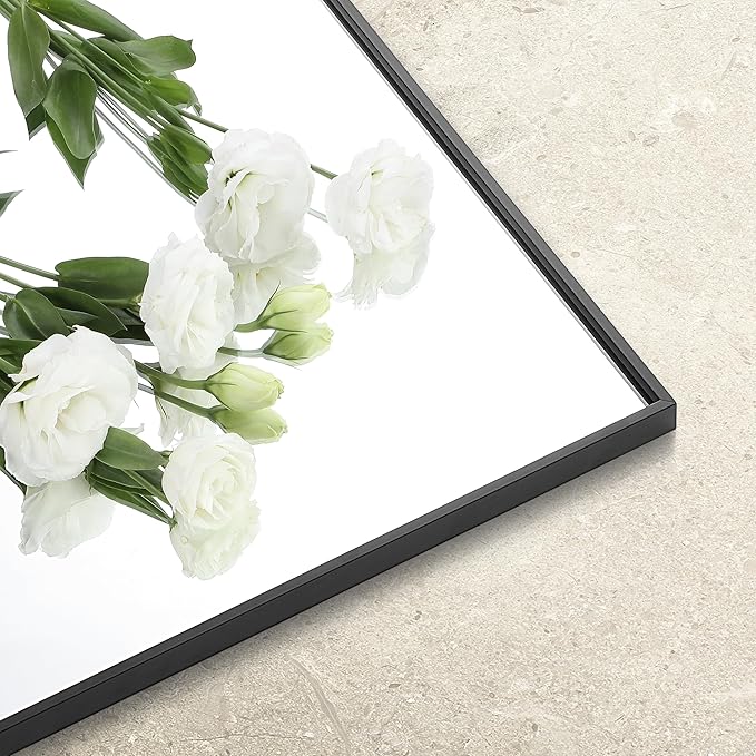 20x40 Inch Black Bathroom Mirror for Wall, Aluminum Frame Rectangle Rectangular Vanity Mirror, Modern Large for Bedroom, Living Room, Horizontal or Vertical-StrideForce Fitness