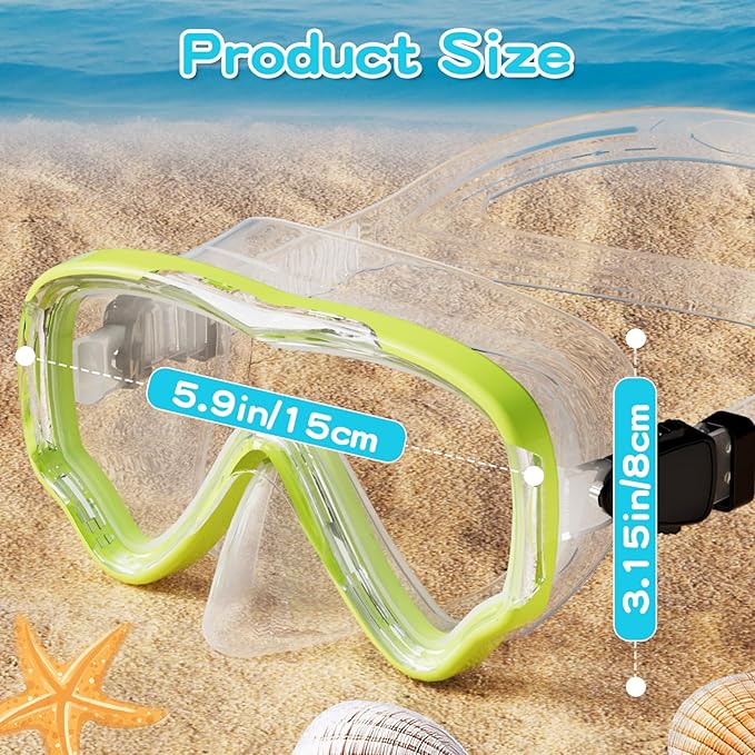 Kids Swim Goggles with Nose Cover, Snorkel Diving Mask Anti-Fog Anti-UV, Snorkeling Gear Swimming Goggles for Kids 3-14 2PCS-StrideForce Fitness