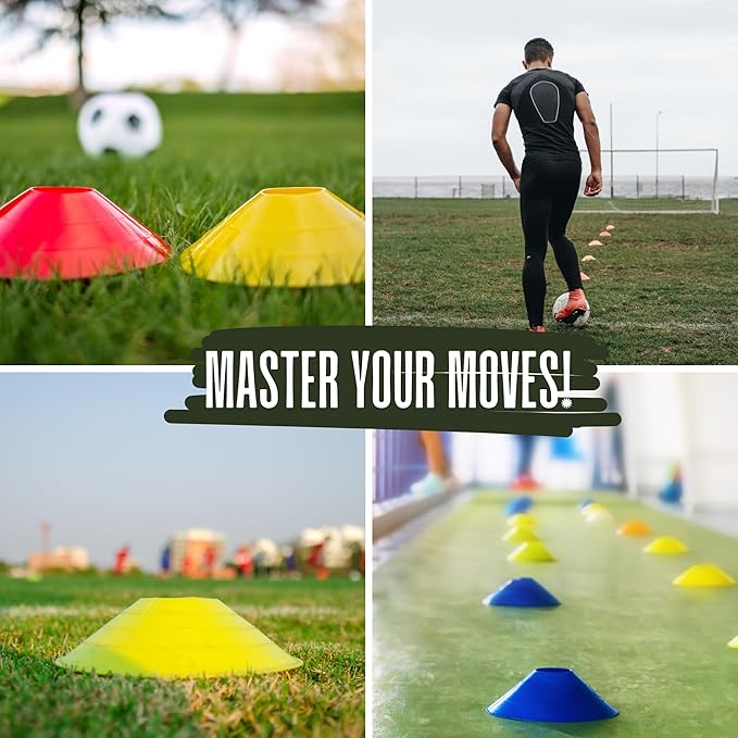 Agility Soccer Cones with Carry Bag for Sports Training - Set of 24 & 50 Orange Soccer Cones for Training Football, Basketball, Fitness - Outdoor & Indoor Drill - Coaching Practice Equipment-StrideForce Fitness