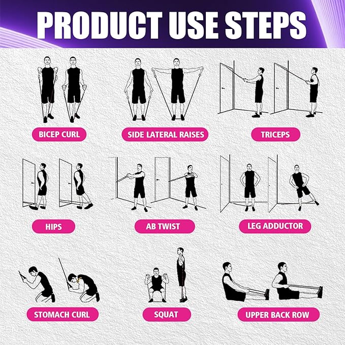 WHATAFIT Resistance Bands, Exercise Bands,Resistance Bands for Working Out, Work Out Bands with Handles for Men and Women Fitness, Strength Training Home Gym Equipment