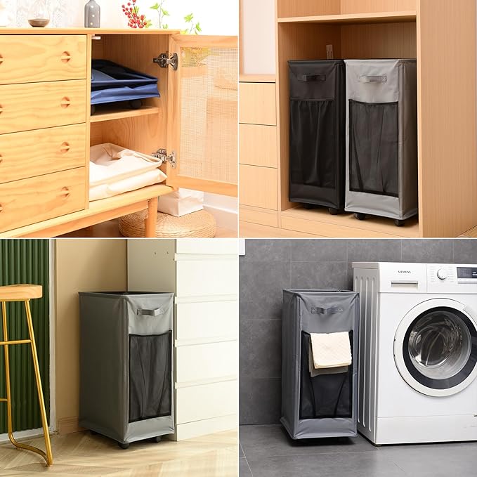 Yoga Mat Storage Racks, Home Gym Storage Rack with Wheels, Yoga Mat Holder Side 2 Mesh Pockets, Yoga Storage Basket Holds 4 Yoga Mats, 2 Foam Rollers, 6 Resistance Bands-StrideForce Fitness