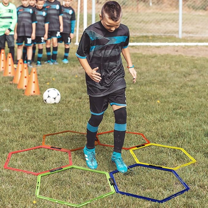 Yes4All Hex Agility Rings/Speed Rings with Carrying Bag – Hexagon Rings, Agility Hurdles for Agility Footwork Training-StrideForce Fitness