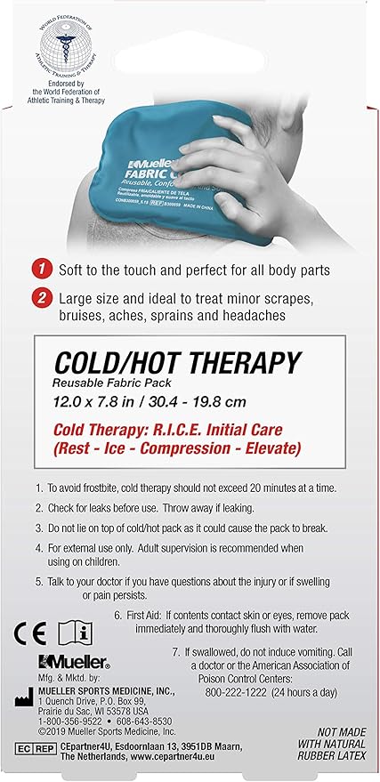MUELLER Sports Medicine Reusable Fabric Cold & Hot Pack, Ice Pack for Injuries and Pain Relief, Blue-StrideForce Fitness