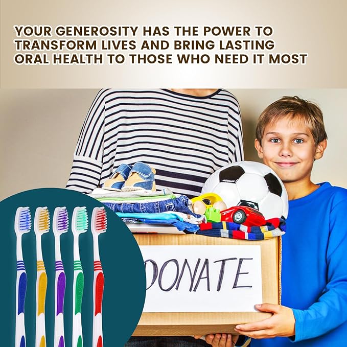 Navona 600 PCS Premium Individually Wrapped Bulk Toothbrush Pack, Disposable Toothbrushes, Kids Toothbrush, Medium Soft Bristle Toothbrushes, Ergonomics Handle, Perfect for Travel Hotel Donation