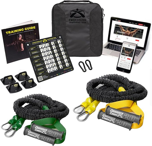 Crossover Symmetry Shoulder System Includes Two Sets of Resistance Bands Attachments Training Guide Exercise Chart Online Workouts for Home Fitness Rehab Rotator Cuff Exercises-StrideForce Fitness