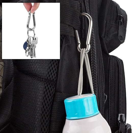 MIVIDE 50 PCS Stainless Steel Spring Snap Carabiner, Round, Silver, 2 Inch, Auto-locking, Camping, Hiking, Fishing, Boating, Dog Leash, Keychain-StrideForce Fitness