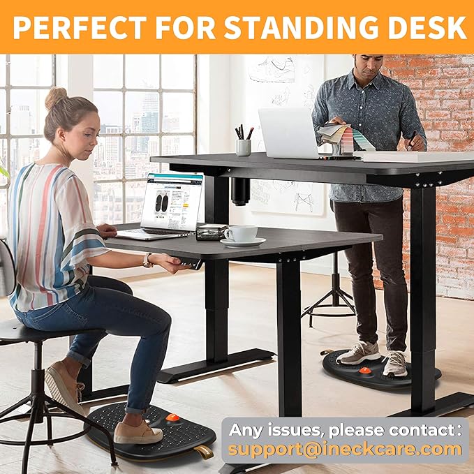 Trobing Standing Desk Mat Balance Board with Rollerball, Wooden Wobble Anti Fatigue Mat Balance Board for Standing Desk, Home Office Non-Slip Comfort Floor Mat to Relieve Foot, Knee, and Back Pain-StrideForce Fitness
