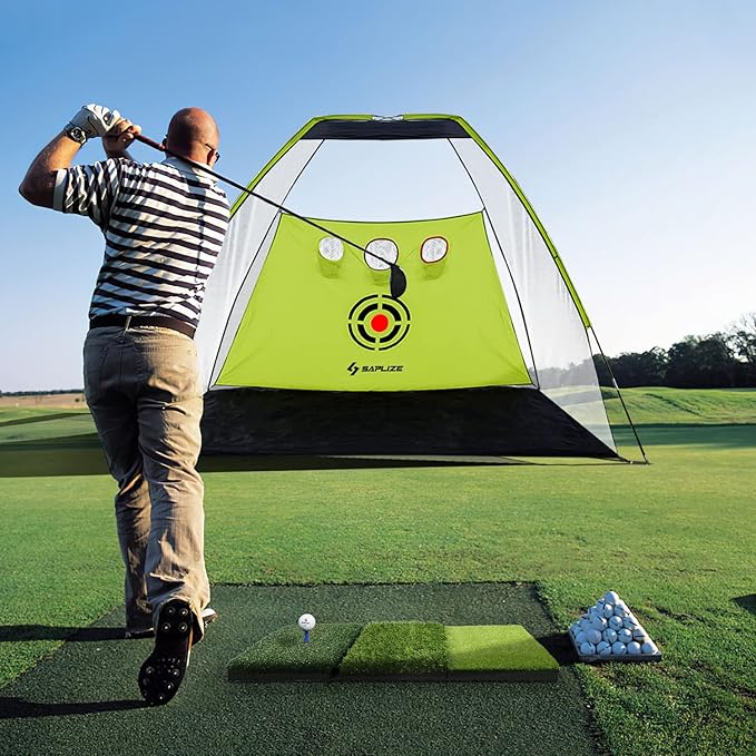 SAPLIZE Foldable Heavy-Duty Golf Hitting Mat, Practice Mat with 10mm EVA Rubber Backing, Larger Size for Indoor/Outdoor Swing and Chipping Practice, Anti-Deformation-StrideForce Fitness