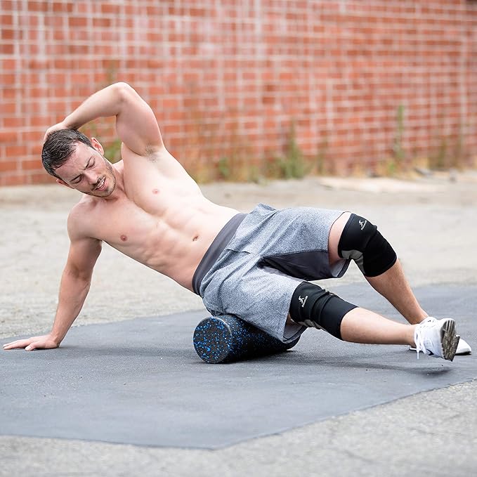 ProsourceFit High Density Foam Rollers 12 - Inches long, Firm Full Body Athletic Massage Tool for Back Stretching, Yoga, Pilates, Post Workout Muscle Recuperation, Black-StrideForce Fitness