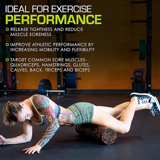 ProsourceFit High Density Foam Rollers 12 - Inches long, Firm Full Body Athletic Massage Tool for Back Stretching, Yoga, Pilates, Post Workout Muscle Recuperation, Black-StrideForce Fitness