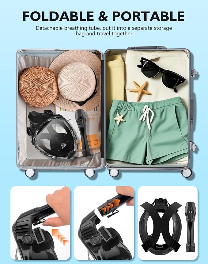 VGKE Full Face Snorkel Mask for Adults, 180 Degree HD Panoramic View Snorkeling Gear with Waterproof Phone Pouch, Anti-Leak & Anti-Fog, Breathe Freely Suitable for Men/Women-StrideForce Fitness