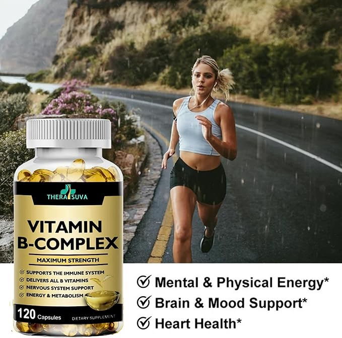 Vitamin B-Complex + CoQ10 + Vitamin C - Max Strength Supplement for Energy, Metabolism Support, 120 Softgels, 60 Day Supply-StrideForce Fitness