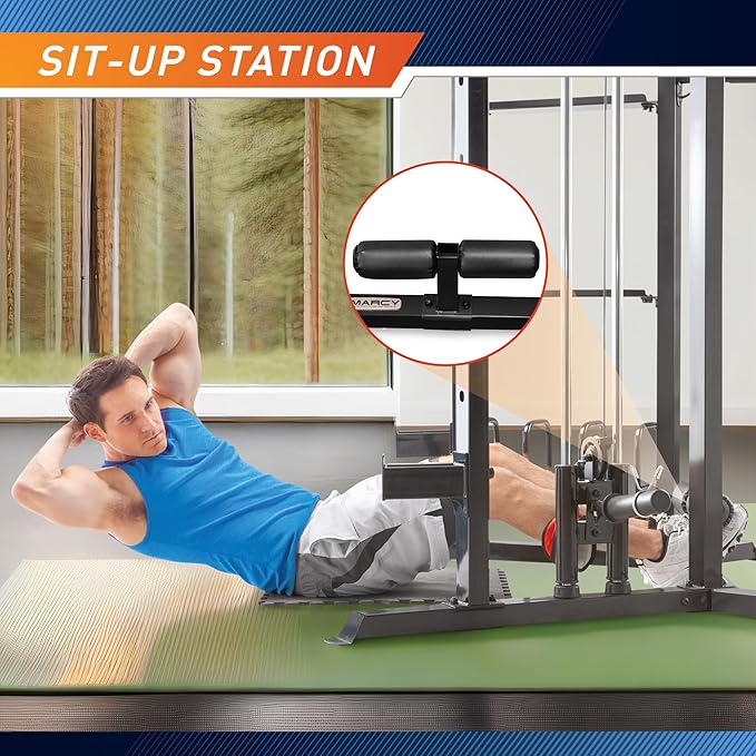 Marcy Strength Training Home Gym Cage with Pulley System for Weightlifting, Bodybuilding, Full Body Workout Equipment for Home Exercise-StrideForce Fitness